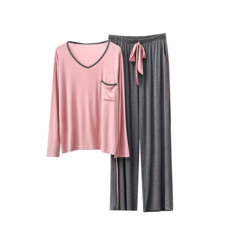 

Richie House Pajamas Set Women Long Sleeve Button V-Neck Sleepwear Soft Pajama Pjs Set RHW4017