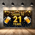 thumbnail image 5 of Glamorous 21st Birthday Banner with Beer Mugs Gold Stars and Sparkles Background Party Decoration Photography Prop for Celebrations Party Supplies Backdrop for Indoor Outdoor Events, 5 of 7
