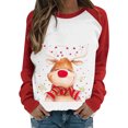 thumbnail image 1 of Kmbangi Hauts Décontractés pour Femmes Manches Longues T-Shirt Imprimé Contraste de Couleur, 1 of 2