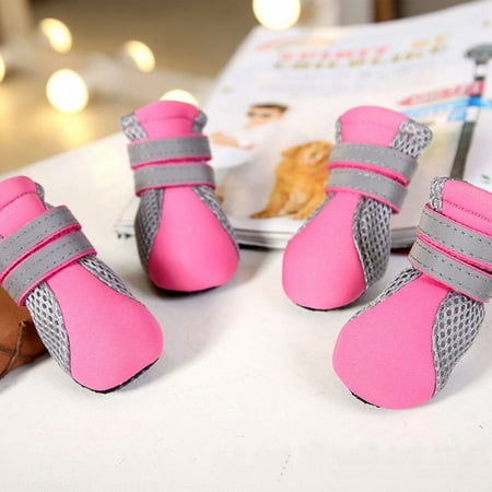 Masteelf Summer Breathable Mesh Small Dog Shoes Nonslip Sole Dog Boots Size S (Rose red)