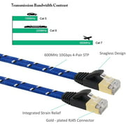 Nylon Cat 7 Ethernet Cable 3Ft, Tanbin Cat7 RJ45 Network Patch Cable Flat 10 Gigabit 600Mhz LAN Wire Cable Cord