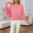 thumbnail image 2 of Oversized Batwing Sleeve Pullover Knit Sweater Crew Neck Long Sleeve Soft Casual Loose Fit Comfortable Fall Winter Fashion, 2 of 4