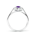 thumbnail image 2 of ANGARA Natural Amethyst with Diamond Halo Ring in 14K White Gold for Women, Girls Ring Size-3 (Stone Grade-AAA, Size-6x4mm) February Birthstone Jewelry Gift for Her Birthday, Wedding, Engagement, 2 of 9