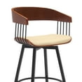 thumbnail image 4 of Armen Living Indoor Athena 31" Swivel Walnut Wood Bar Stool in Cream Faux Leather with Black Metal, 4 of 9