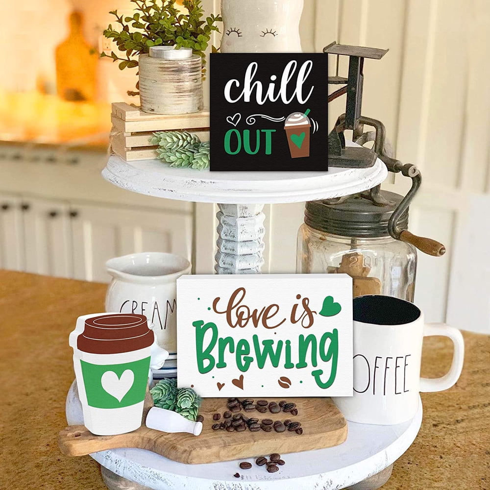 Ottoy Coffee Themed Tiered Tray Decorations Kitchen Coffee
