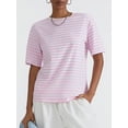 thumbnail image 5 of Komoo Women Oversized Striped T-Shirt Short Sleeve Crewneck Basic Shirt 2024 Fashion Summer Tee, 5 of 7