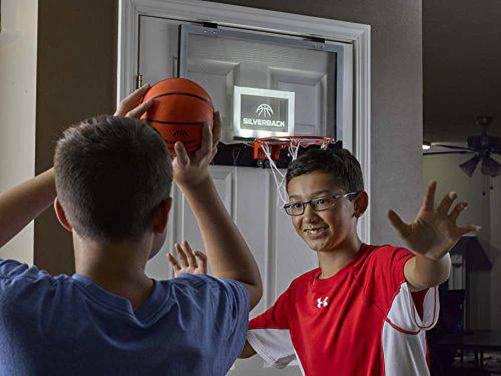 Silverback LED Light-Up Over the Door Mini Basketball Hoop - 18" - Includes Mini Basketball and Air Pump