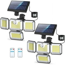 2Pack Solar Outdoor Lights, 3000LM Motion Sensor Outdoor Light IP65 Waterproof 4 Heads 270°Wide Angle 6500K Solar Powered Security Flood Lights for Outside Garage Patio Yard with 3 Modes