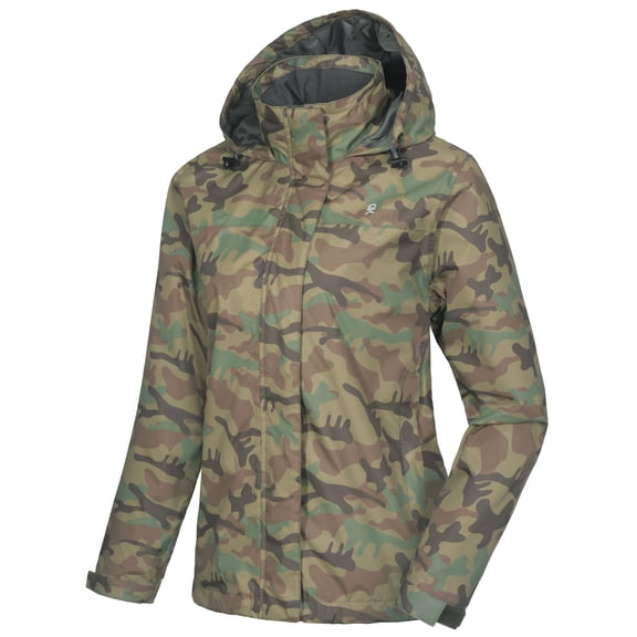 Little Donkey Andy Women’s Waterproof Rain Jacket Lightweight Outdoor Windbreaker Rain Coat Shell for Hiking, Travel Jungle Camouflage XS