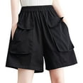 thumbnail image 2 of Aayomet Shorts à Cordon pour Femmes, Pantalons Larges Élastiques (Noir, m), 2 of 3
