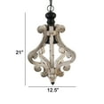 thumbnail image 5 of 13 Inch 1 Light Chandelier, Classic Fir Wood Scrollwork, Iron, White, Black, Saltoro Sherpi, 5 of 9