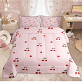 thumbnail image 3 of Manfei Girly Pink Cherry Bedding Comforter Set for Kids Girls, Kawaii Cute Cartoon Twin Comforter Sets,Pink Reversible, 2-Piece, 3 of 9