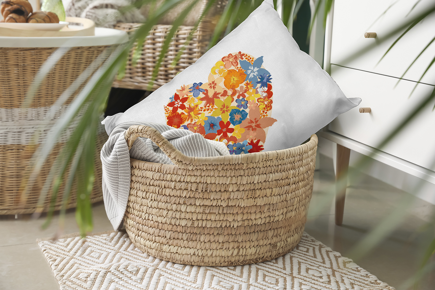 20" x 14" Simply Daisy Flowery Heart Polyester Indoor/Outdoor Pillow, Surf Board Orange Qty 1