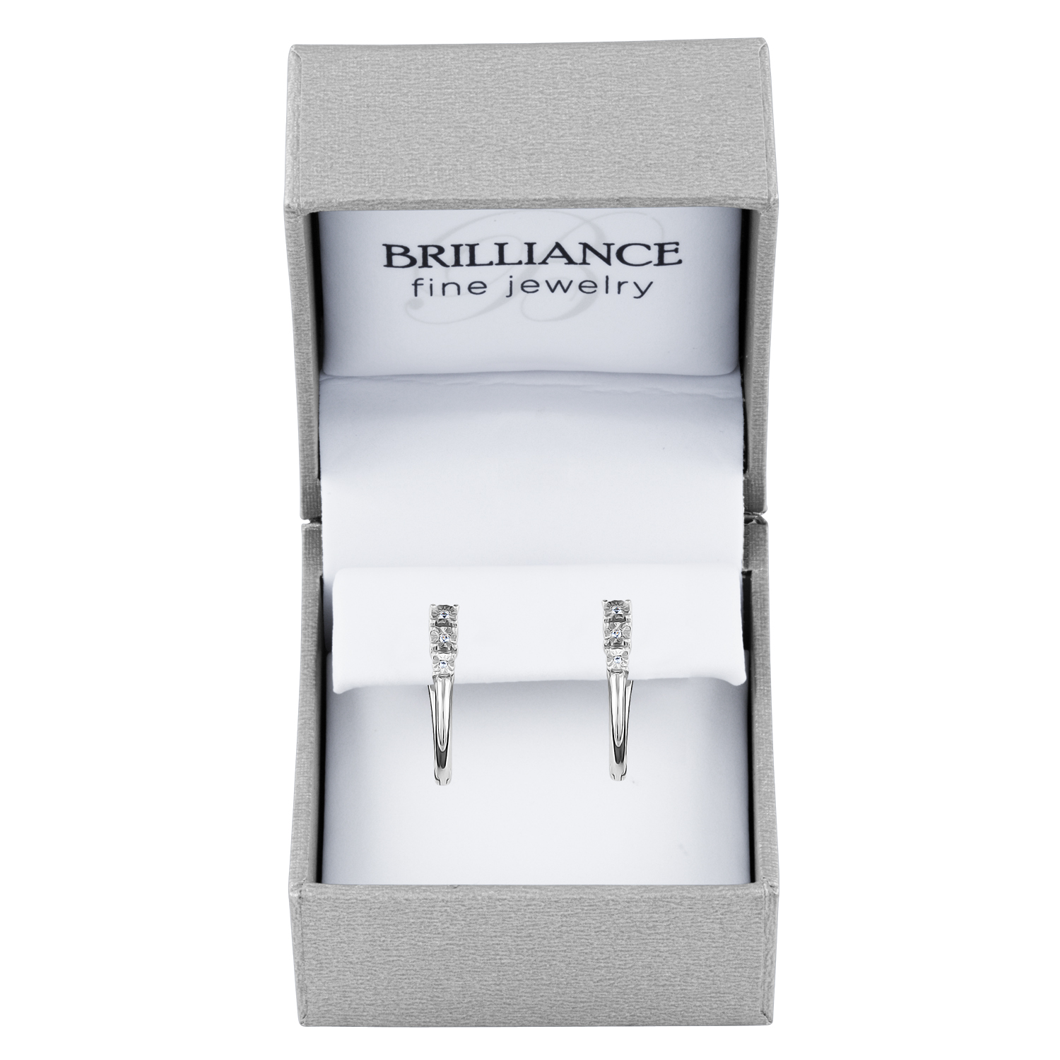 Gemspirations Diamond Accent 3 Stone Illusion Plate Hoop Earrings Sterling Silver