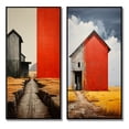 thumbnail image 2 of Designart "Landscape Barns Rural Collage V" Barns Framed Wall Art Set Of 2 - Red Architecture Framed Canvas Set For Living Room Decor, 2 of 7