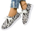 thumbnail image 5 of Women Vintage Denim Abstract Print Boat Shoes, Lightweight Breathable Lace Up Casual Flats Non Slip Thick Rubber Sole Daily Walking Shoes, 5 of 6