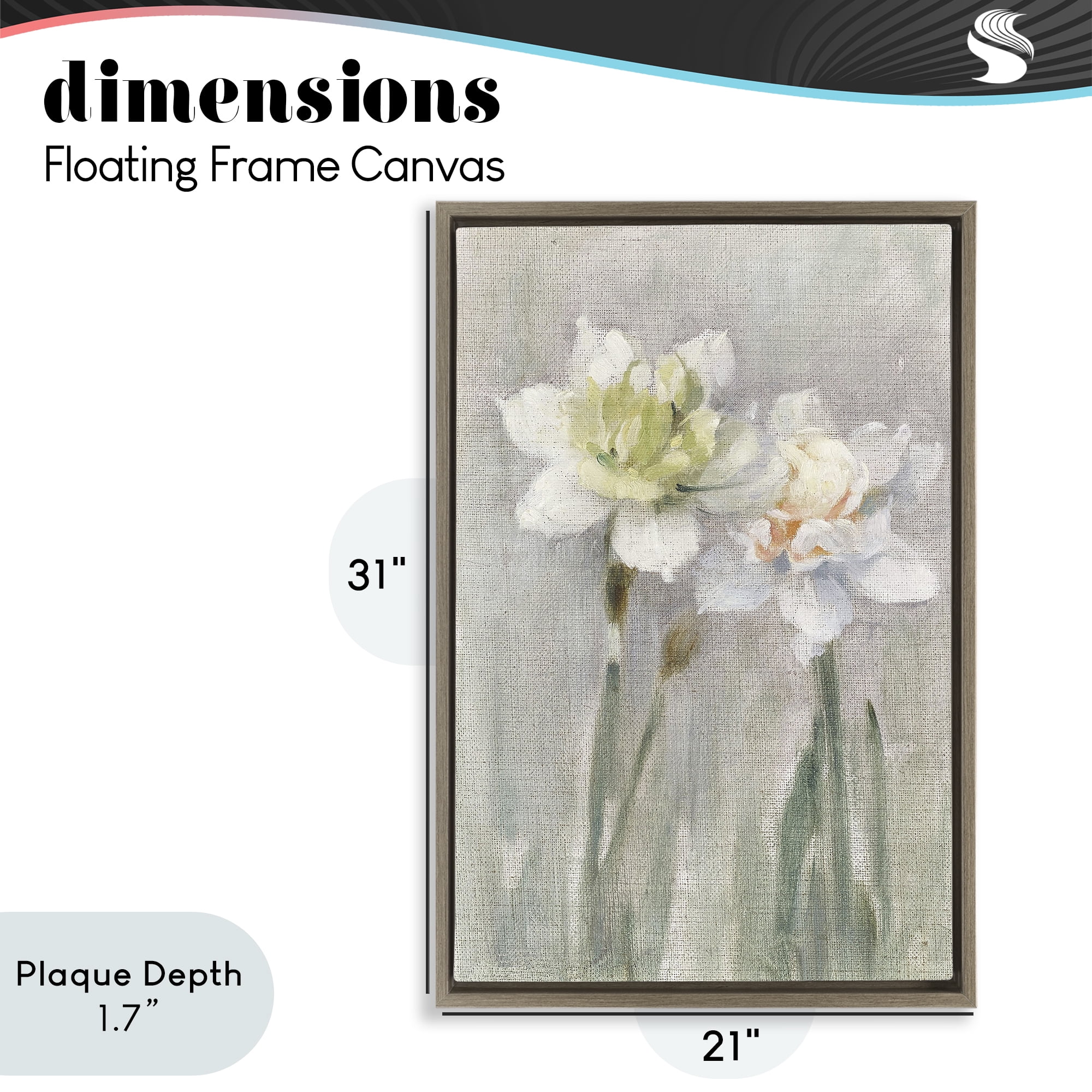 Stupell Industries Twin White Daffodils Brown Framed Floater Canvas Wall Art, design by Stellar Design Studio