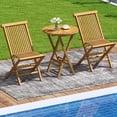 thumbnail image 2 of Gymax Patio Folding Side Table 23.5'' Teak Wood Round End Table Fully Assembled Natural, 2 of 10