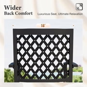 7-Piece Outdoor Patio Dining Set with Swivel Cushioned Chairs & 6 Person Table, All Weather Metal Steel Furniture, Black & Beige