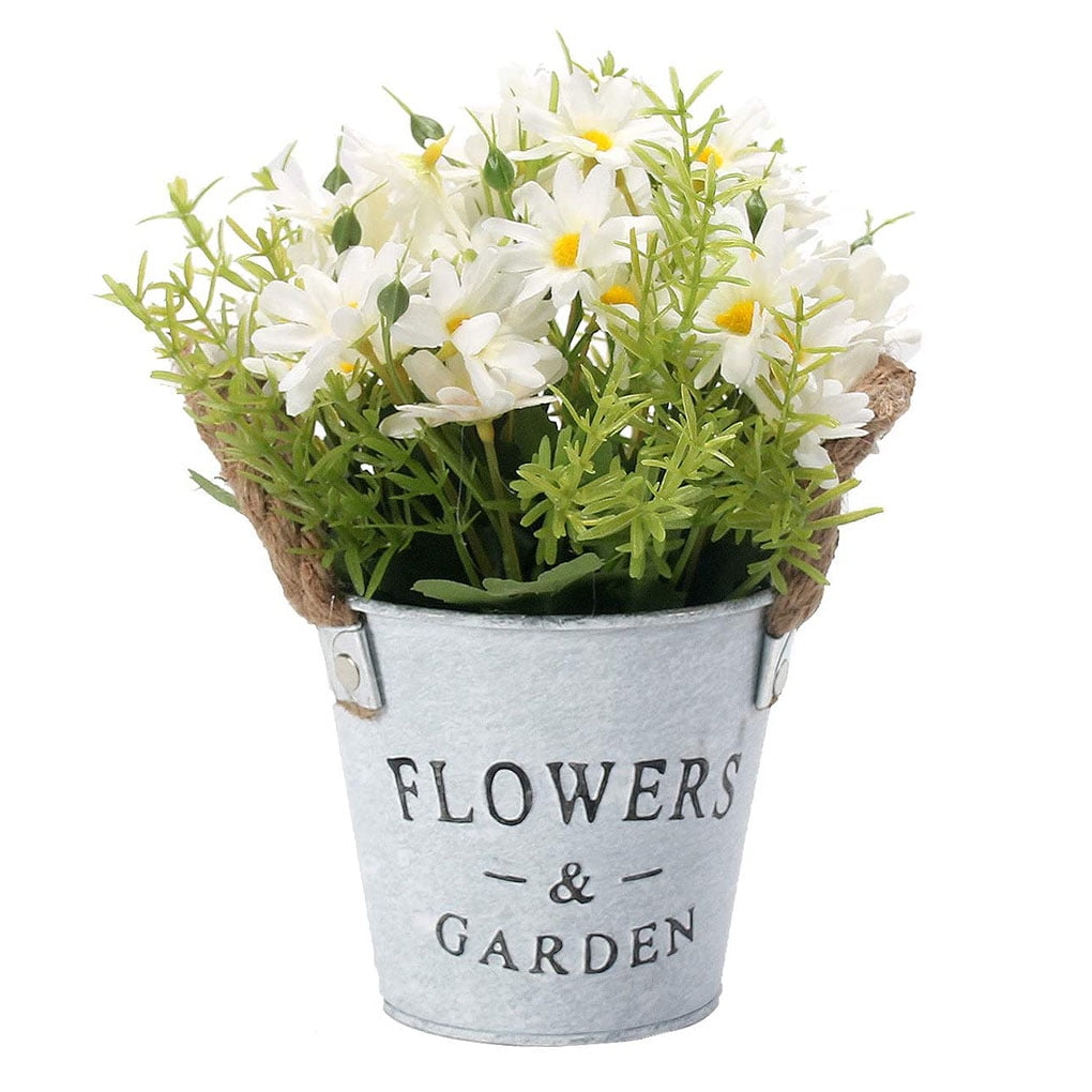 Artificial Flower Pot Home Office Desktop Vintage Style Fake Floral