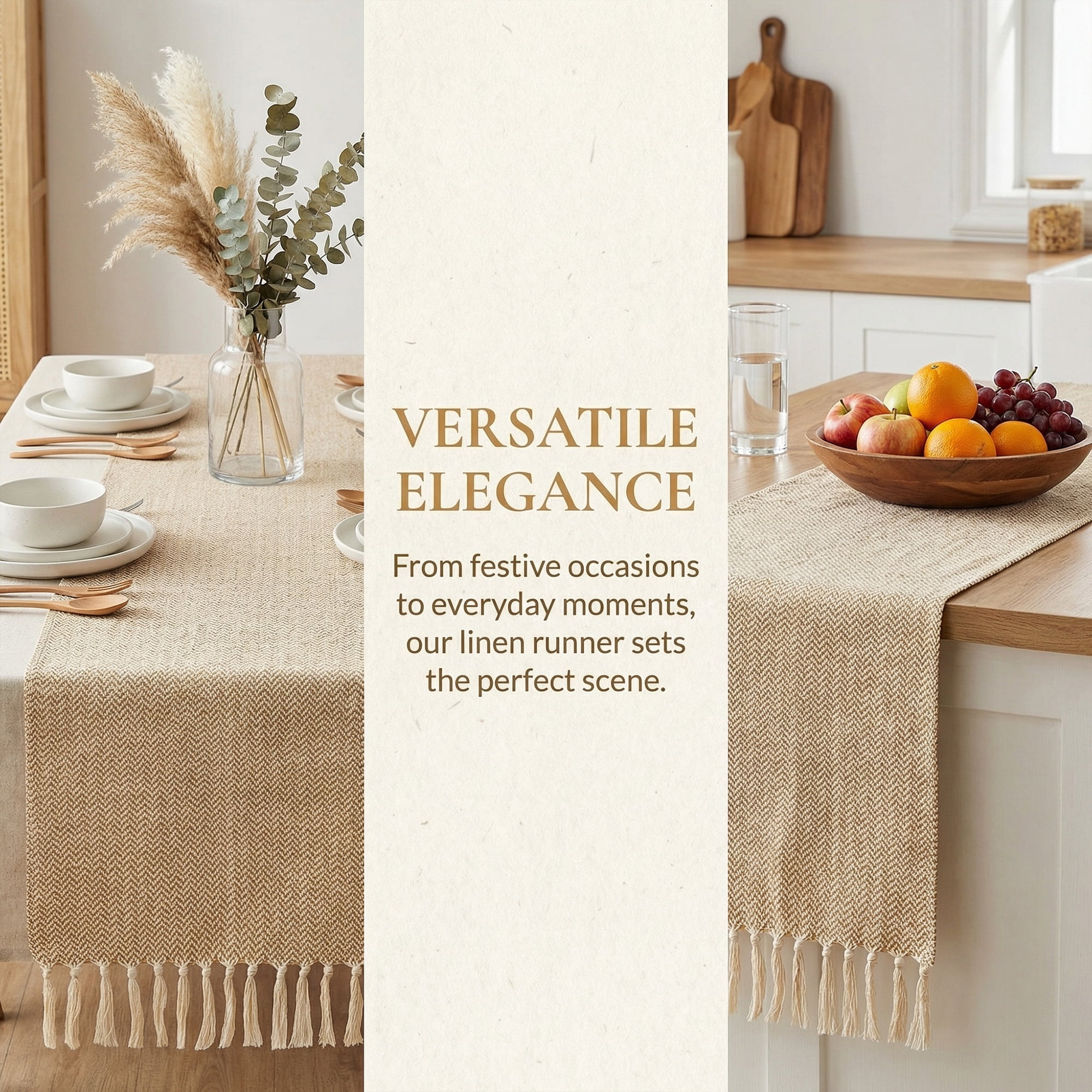 Unique Bargains Long Washable Tassels Table Runner for Decorations Wave Pattern 13"x72"