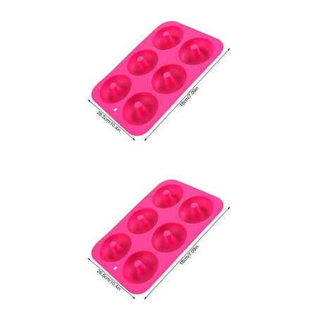 

2pcs Silicone Donut Mold 6-Cavity DIY Mini Fluted Baking Cake Pan Chocolate Cookie Cupcake Mould Rose Red