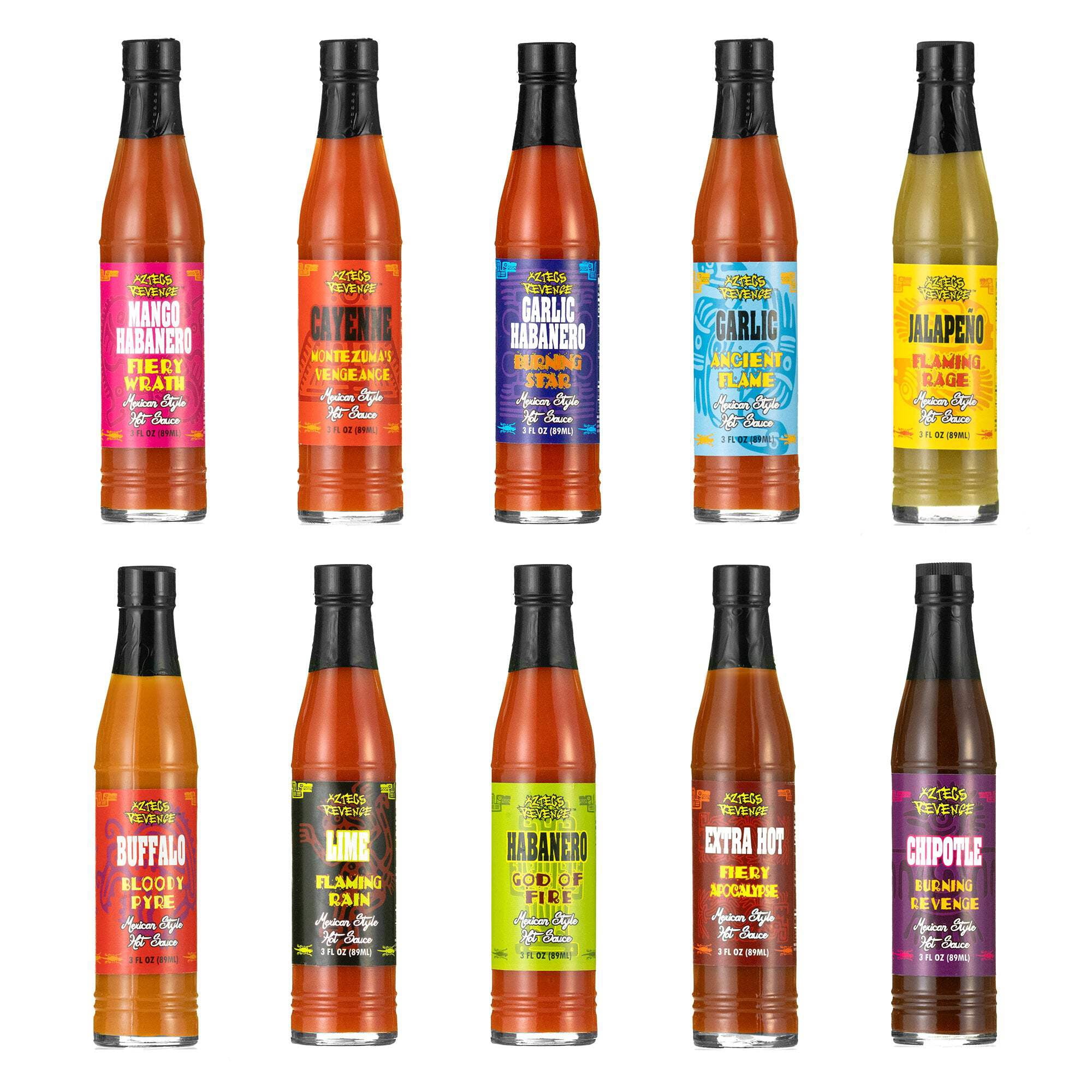 Aztecs Revenge 10 Bottle Mexican Style Hot Sauce Collection Gift Set