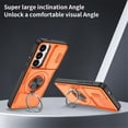 thumbnail image 4 of Rugged Shockproof Phone Cover for Samsung Galaxy S24 5G / Galaxy S25 5G 6.2", Built-in Slide Camera Protector with 360° Rotatable Ring Kickstand,Orange, 4 of 8