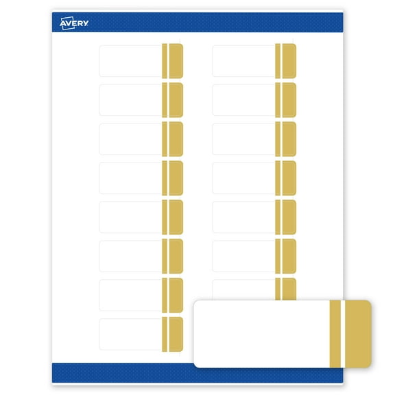 Avery Labels, 1" x 2-5/8", Matte White, Double-Dipped Gold Edge, 160ct