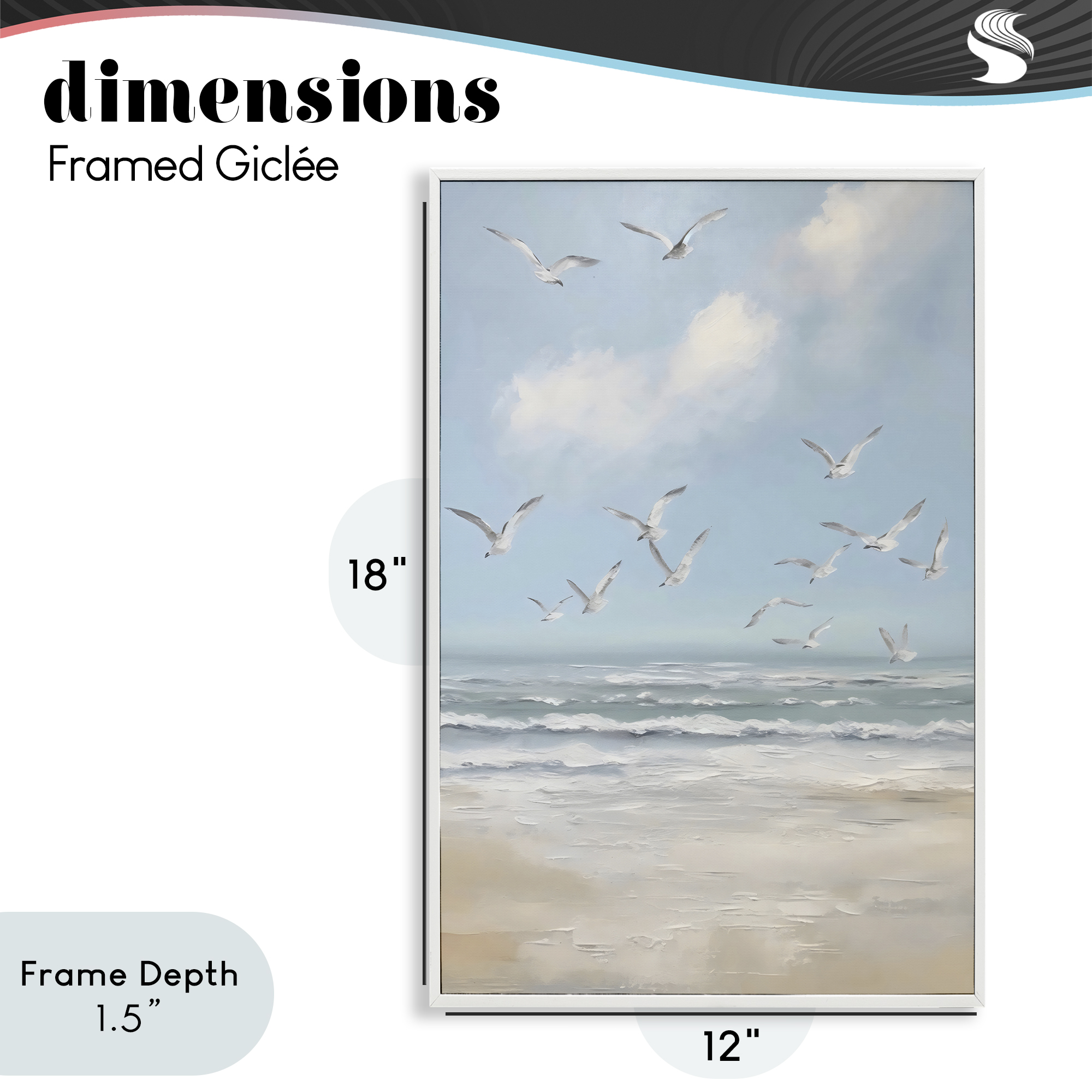 Stupell Industries Ocean Flight Seagulls White Framed Giclee Art, design by Creative Studio