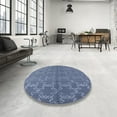 thumbnail image 3 of Ahgly Company Indoor Square Mid-Century Modern Azure Blue Oriental Area Rugs, 4' Square, 3 of 6