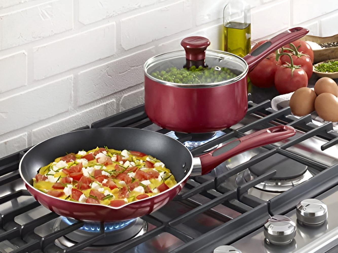 T-fal Excite Red Non-stick Fry Pan Set, 8-inch and 10-inch