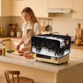 thumbnail image 3 of Renewold Toaster Oven Dust Cover Linen-Look Polyester Washable Convection Oven Air Fryer Small Appliance Protection Case Kitchen Accessories, 18.5 x 14.5 x 9 Inches, Piano Keys Musical Notes Black, 3 of 7