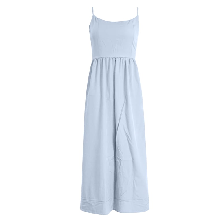 Adeawade Christmas Party Dresses For Women Sleeveless Sling Long Dress  Summer Solid Color Backless A Line Bandage Dress Crewneck Xmas Dress Trend  Clothes Blue Xl - Walmart.com