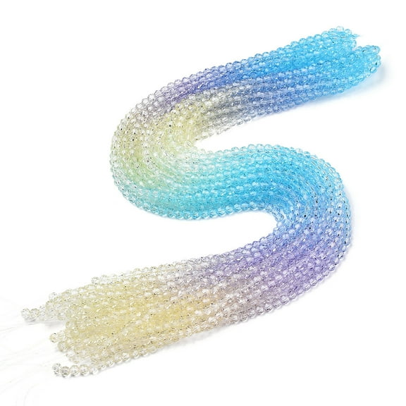 Transparent Glass Beads Strands Segmented Multi-color Beads Faceted(32 Facets) Round Light Goldenrod Yellow 4~4.5mm Hole: 1mm about 90~95pcs/strand 13.98''(35.5cm)