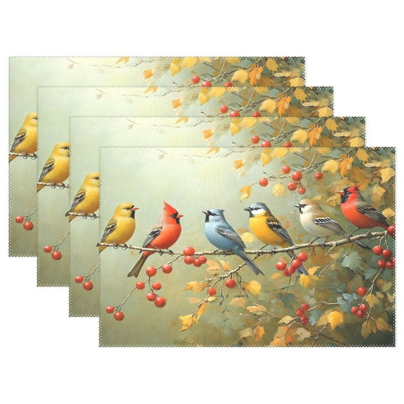 Ryvnso Placemats Set of 4 Group Of Birds Dining Mats Heat-Resistant Non-Slip Washable Table Mat