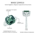 thumbnail image 5 of Rosec Jewels Cushion Cut Lab Grown Green Sapphire Solitaire Ring with Moissanite - AAAA Grade, 10K White Gold, US 7.50, 5 of 8