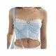 thumbnail image 5 of VISgogo Blusas de verano para mujer, con tirantes finos, decoración de dobladillo de encaje, camisa casual elástica sin mangas VISgogo moda, 5 of 6