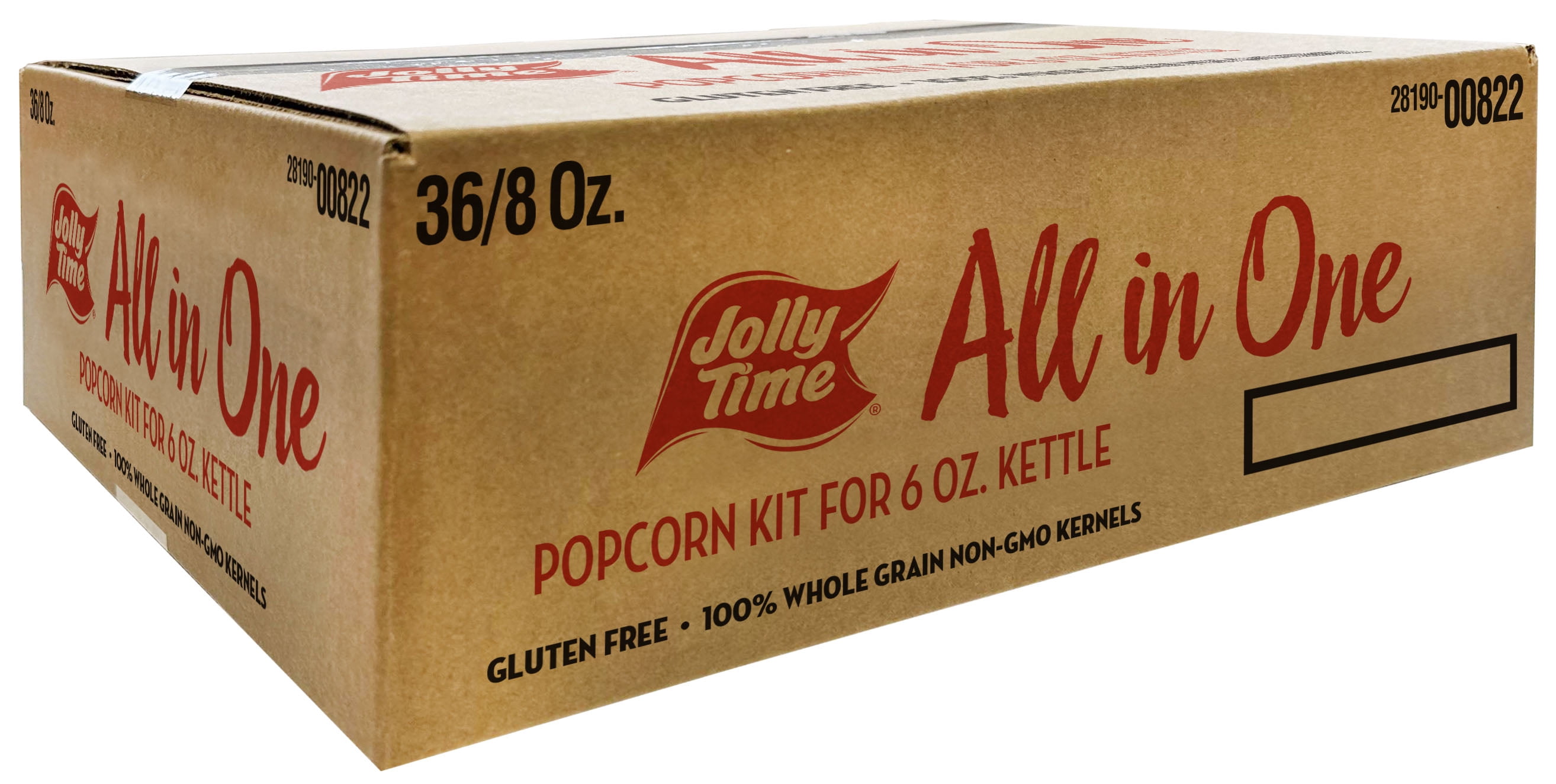 JOLLY TIME All-In-One Popcorn Machine Kits, 36/8oz Pack, Pre-Measured Kernels Oil & Salt, Gluten Free, Non-GMO, Concession Popcorn Supplies