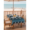 thumbnail image 2 of Outdoor Tablecloth with Umbrella Hole for Patio/Picnic/Party/Camping, Navy Blue Boho Waterproof Table Cloth Rectangle Table Cover Washable, Geometric Vintage Abstract Art Ethnic Tribe (60"x 102"), 2 of 8