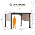 thumbnail image 3 of Sunjoy 11 x 11 ft. Metal Pergolas with Natural Wood Looking Finish and Tan Adjustable Canopy Shade Covered Pergolas, 3 of 9