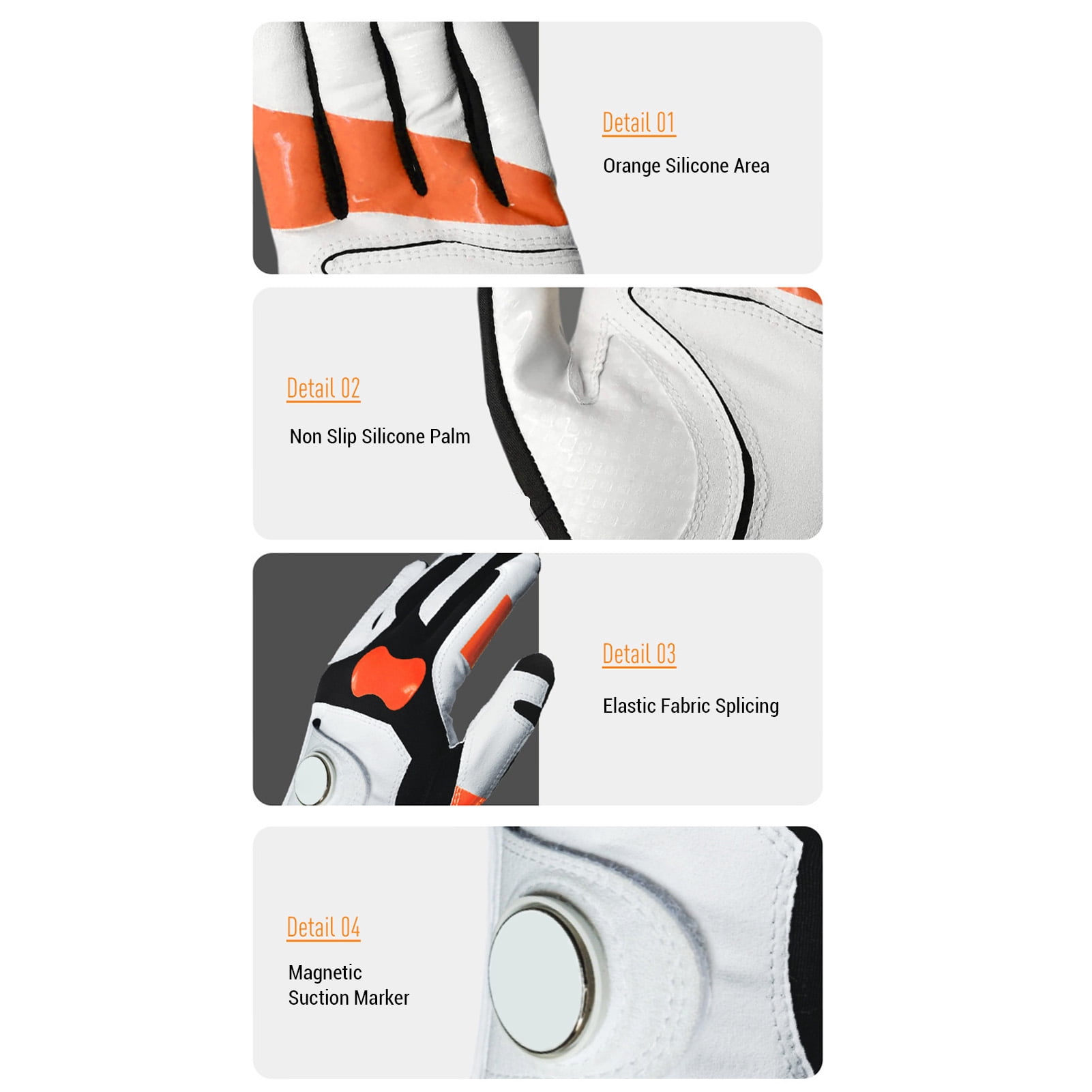 NFTIGB Left Hand Golfing Glove Non Slip Silicone Grip Swing Locating Glove for Daily Training Size 25 (for Men) - Breathable, Wear-Resistant Microfiber Fabric - 10.63 in / 27 cm Length
