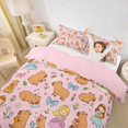 thumbnail image 3 of Erosebridal Kid Cute Capybara Twin Bedding, Bow Princess Fairy Duvet Cover Set, Pink Reversible, 2 Pieces, No Comforter, 3 of 5