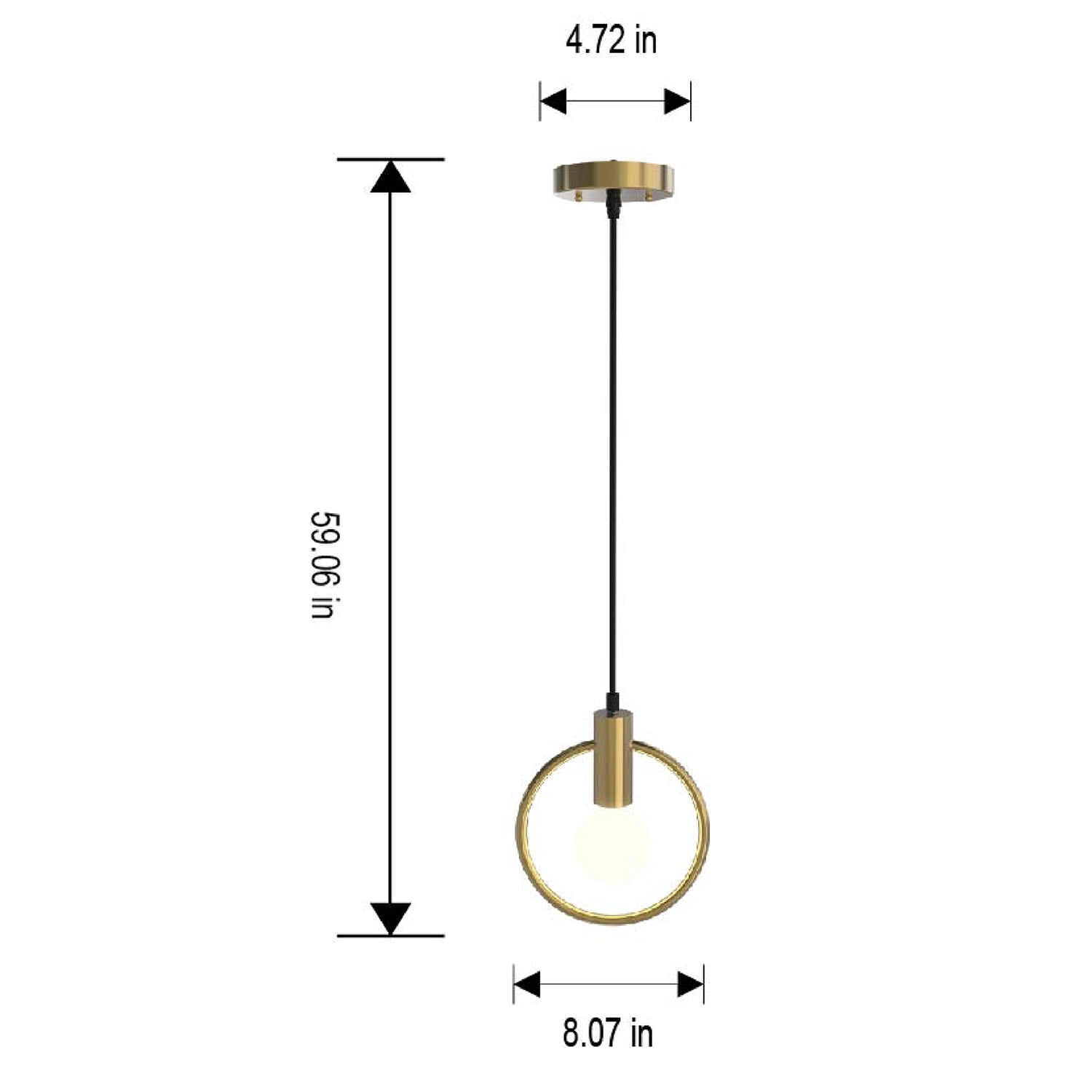 Better Homes & Gardens Open Circle Pendant Light Brass Finish, G25 40W Soft White, Medium Base, Dimmable, 1 pack