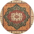 thumbnail image 1 of Ahgly Company Machine Washable Indoor Round Abstract Dark Sienna Brown Area Rugs, 4' Round, 1 of 7