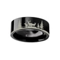 thumbnail image 1 of Animal Landscape Scene Reindeer Deer Stag Ring Engraved Flat Black Tungsten Ring - 8mm - Size 13.5, 1 of 1