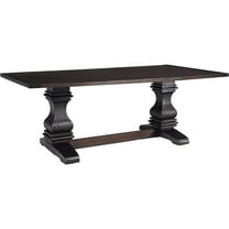 Contemporary Rectangular Dining Table - Double Pedestal Rustic Espresso Finish - 86" Long Table