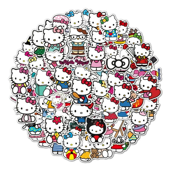 100pcs Large Size Hello Kitty Stickers Cute Sticker Pack Sanrio Anime Stickers Kawaii Laptop Skin Waterproof Phone Case