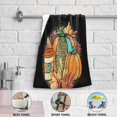 thumbnail image 4 of SKYSONIC 2 Pack Funny Leopard Pumpkins Hand Towels, Ultra Soft and Absorbent, Autumn Latte Leaves Decorative Fingertip Towel for Home, Bathroom, Kitchen, 28.3"x14.4", 4 of 5