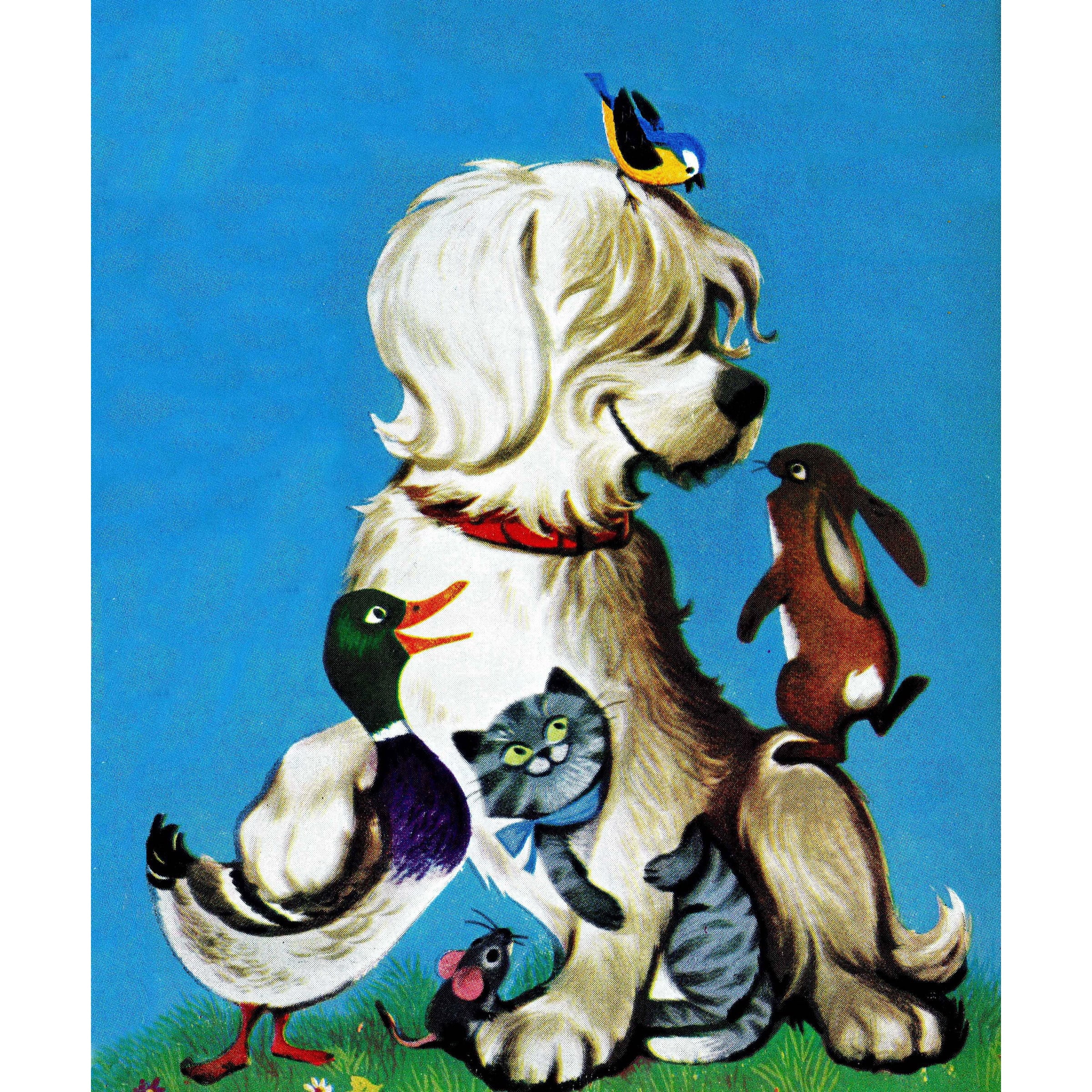 Marmont Hill "Dog and his Friends" by Curtis Painting Print on Canvas